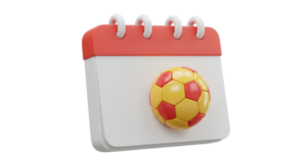 Isolated Calendar Icon with Soccer Ball for Event Reminder