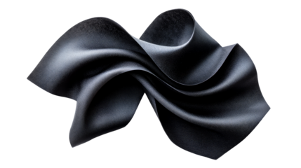 Abstract dark fabric folds pattern texture, cut out transparent