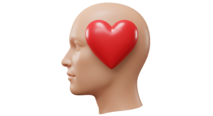 Isolated Head with Heart for Love and Compassion