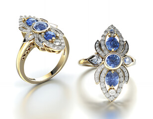 Tanzanite Diamond Gold Rings