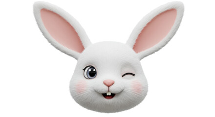 Obraz premium Isolated Winking Bunny Head with Fluffy Fur