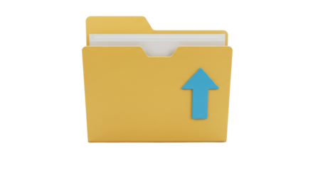 Isolated Yellow Folder with Upload Icon for Storage