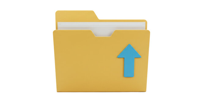 Isolated Yellow Folder with Upload Icon for Storage