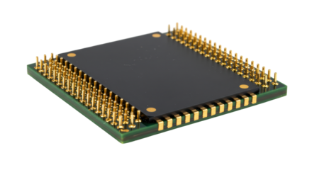 Isolated Computer Processor Chip with Gold Pins