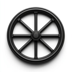 Naklejka premium Black Circular Wheel Design with Eight Spokes and Smooth Surface for Artistic and Creative Projects