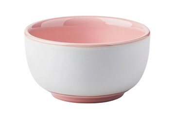Pink and white ceramic bowl with glossy finish, cut out