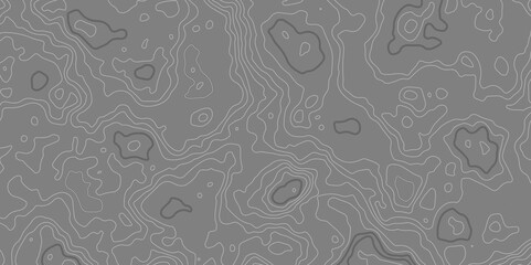 Obraz premium Geographic mountain topographic.White contours on black vector topography.Topographic pattern texture. Map on land strok terrain. Elevation graphic contour height lines. Vector Illustration. 