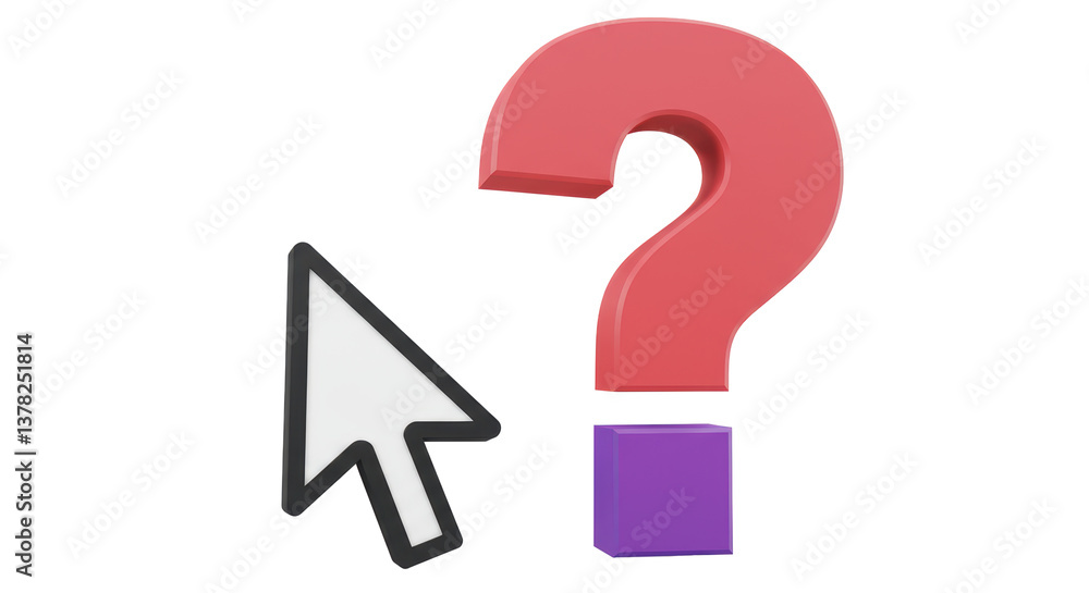 Poster isolated question mark and mouse cursor