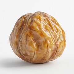 Obraz premium Close-Up of a Glossy Brown Nut Isolated on White Background for Food and Nature Themes