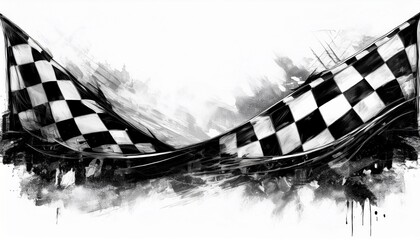 creative border frame of abstract racing flag on red background with copy space , racing winner concept graphic resource