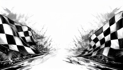 creative border frame of abstract racing flag on red background with copy space , racing winner concept graphic resource