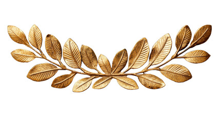 Golden leaf crown, gold wreath, leaves, branch, shiny, elegant, cut out transparent