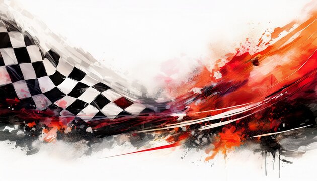 creative border frame of abstract racing flag on red background with copy space , racing winner concept graphic resource