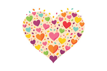 Colorful Hearts Pattern Heart Shape with Many Colorful Dots on White Background