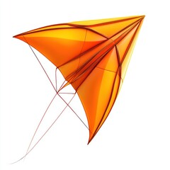 Bright Orange Paper Airplane in Flight with Dynamic Lines and Clean Background