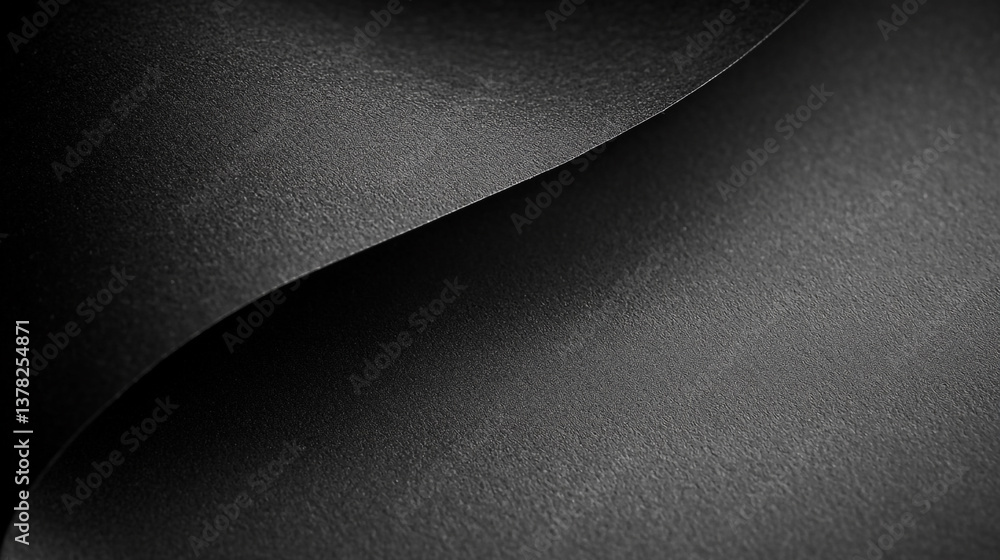 Poster a close up view of a textured black surface with a folded edge creating a dark abstract design