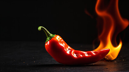 red hot chili pepper on fire