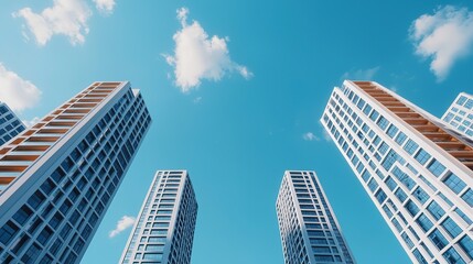 Obraz premium Urban skyscrapers towering over cityscape modern architecture daytime skyline aerial view gigapixel standard scale