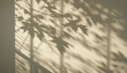 Fototapeta premium Captivating silhouette of maple leaves casting shadows indoor space photography soft natural light artistic perspective nature concept