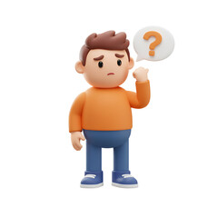 Fototapeta premium 3d man holding a question mark