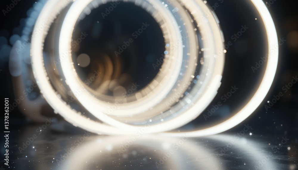 Poster dynamic light trails creating abstract patterns studio digital art dark environment close-up view fu