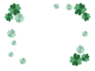 Four-leaf clover frame on four corners and white background
