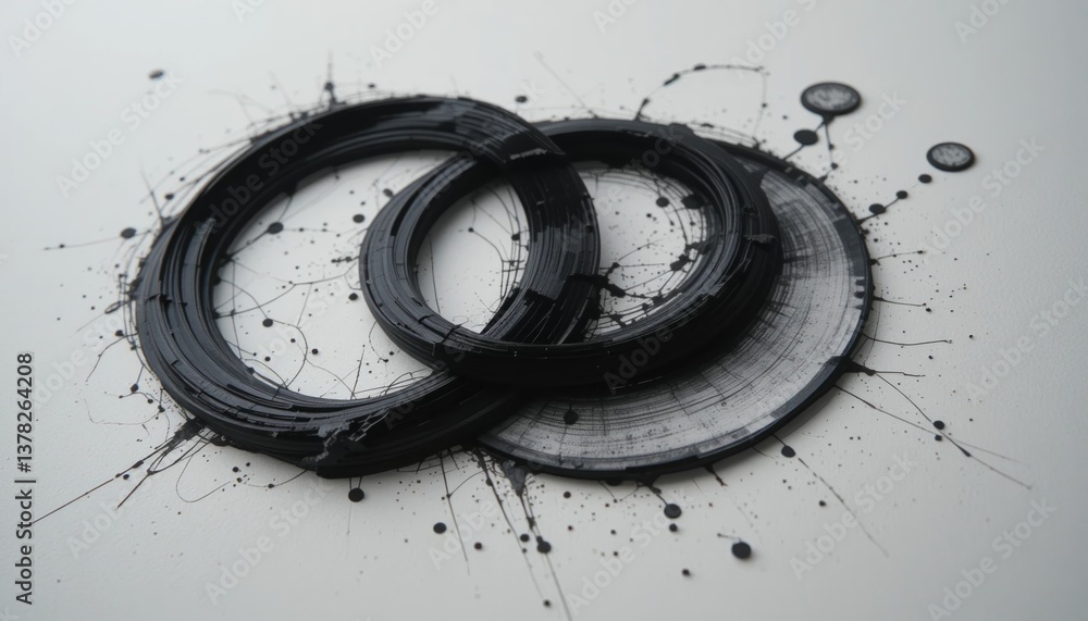 Poster dynamic circular ink patterns creative studio artistic photography abstract composition close-up vie
