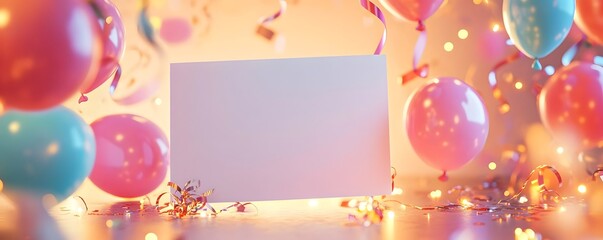 Festive with colorful balloons and gift card