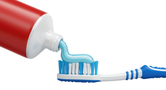 Isolated Toothpaste Squeezing onto Toothbrush