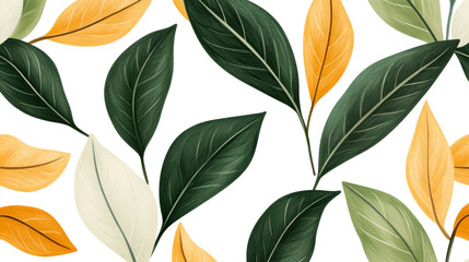 Obraz premium Artistic plant foliage illustration of colorful leaves, cut out transparent