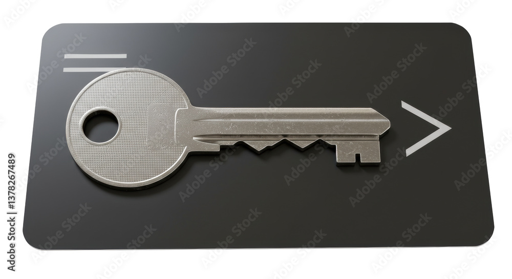 Poster isolated key card with key and arrow
