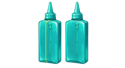 Isolated Two Small Blue Plastic Bottle with Dispenser Pump