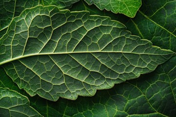Naklejka premium A close up of a green leaf and its complex details