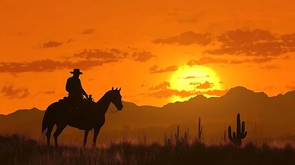 Cowboy Sunset Silhouette with Arizona Desert.