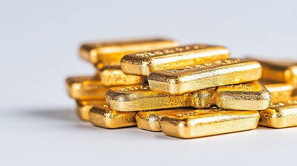 Stack of Gold Bars on White Background