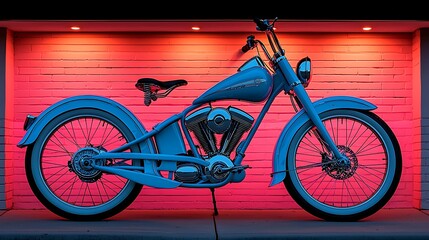 Fototapeta premium Custom Blue Motorcycle Studio Shot