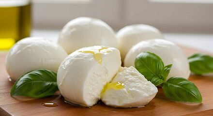 mozzarella cheese with basil