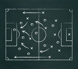 Dark board background with football tactics - Vector illustration