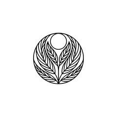 Minimalist Leaf Circle Logo: Elegant Botanical Design