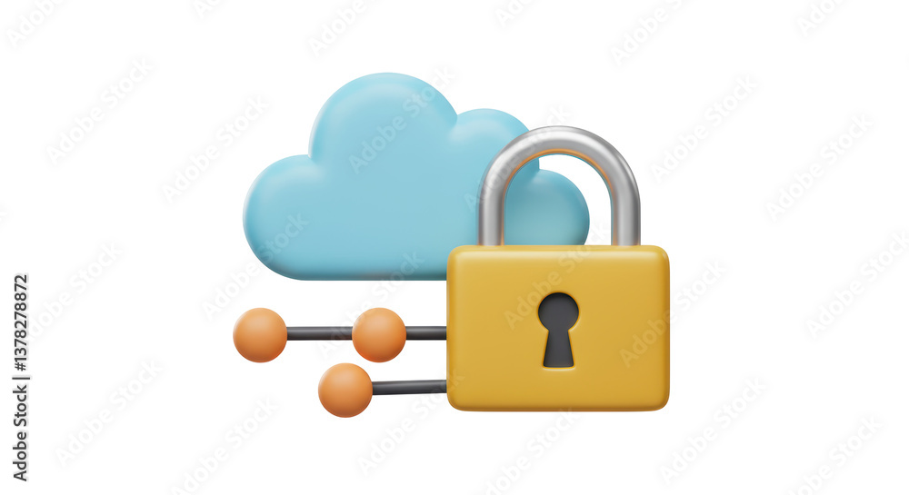 Poster isolated cloud with lock and data transfer nodes
