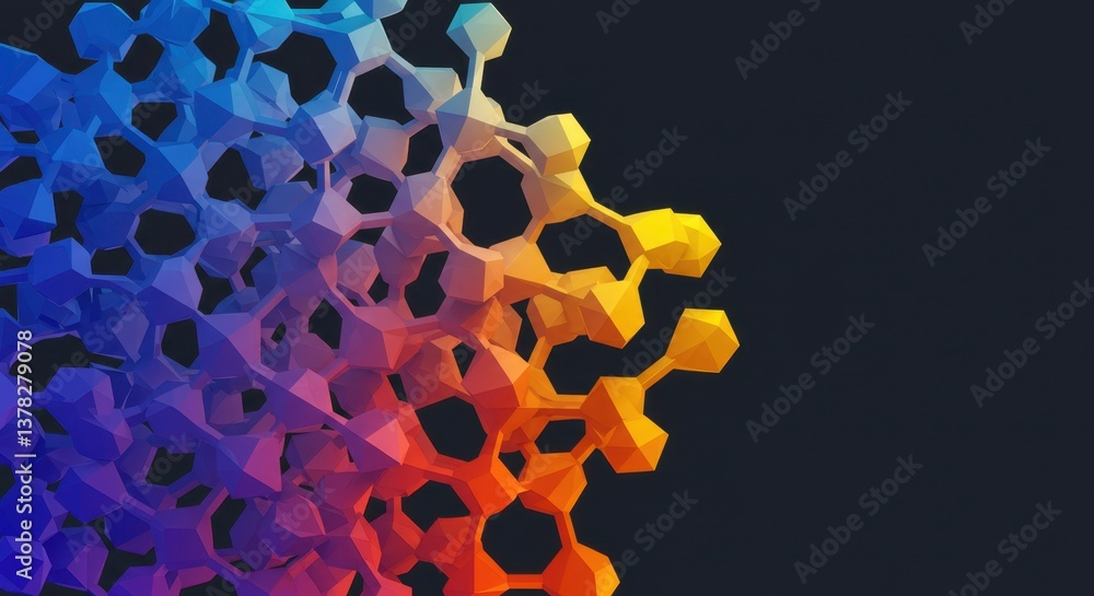 Poster abstract colorful polygonal network structure design digital art illustration background