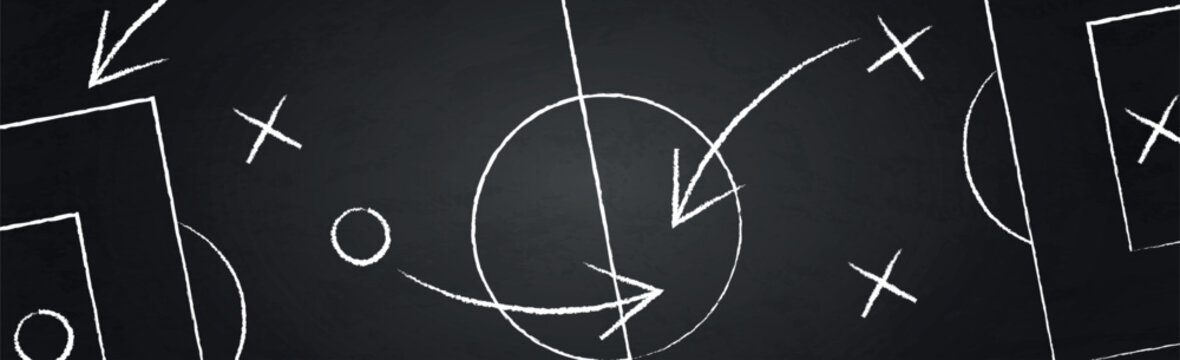 Dark board background with football tactics - Vector illustration