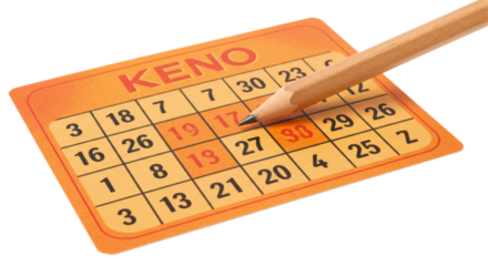 Isolated Keno Game Card with Pencil