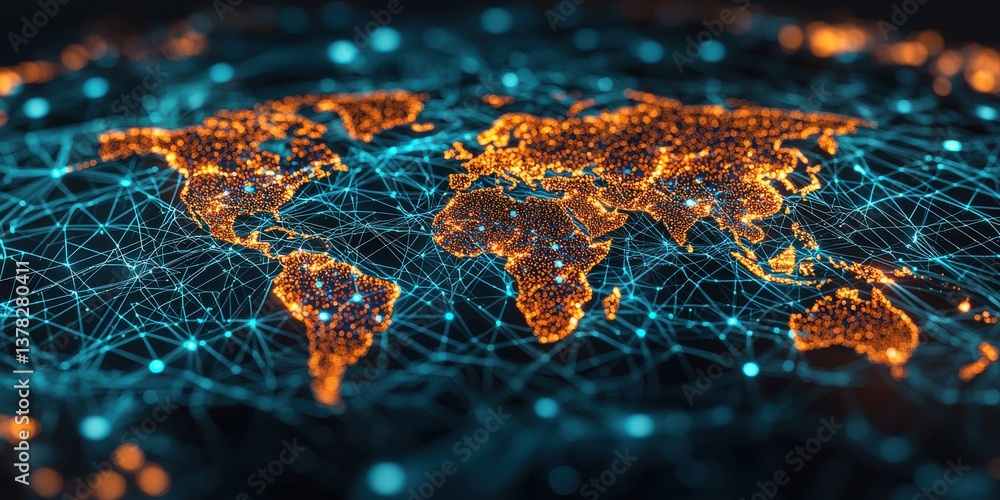 Aufkleber a globe with a network of lines connecting it