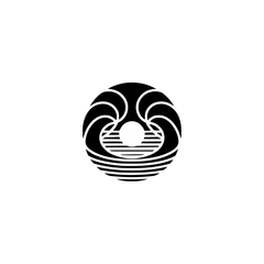 Abstract Minimalist Donut Shape Logo, Black and White Graphic Design