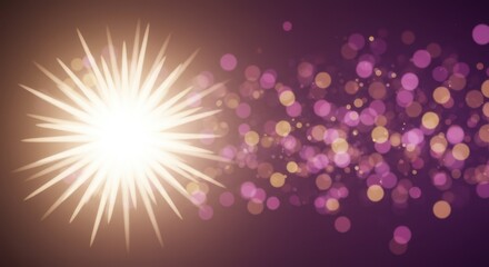 Fototapeta premium Radiant Starburst with Purple and Gold Bokeh Background: A Festive and Magical Design