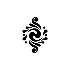Elegant Black Floral Swirl on White Background