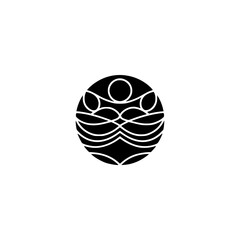 Abstract Black & White Circle Motif on Creamy Background