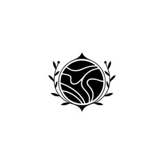 Elegant Black and White Logo Design with Leafy Elements
