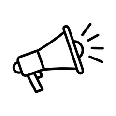 Megaphone communicating announcement on white background  